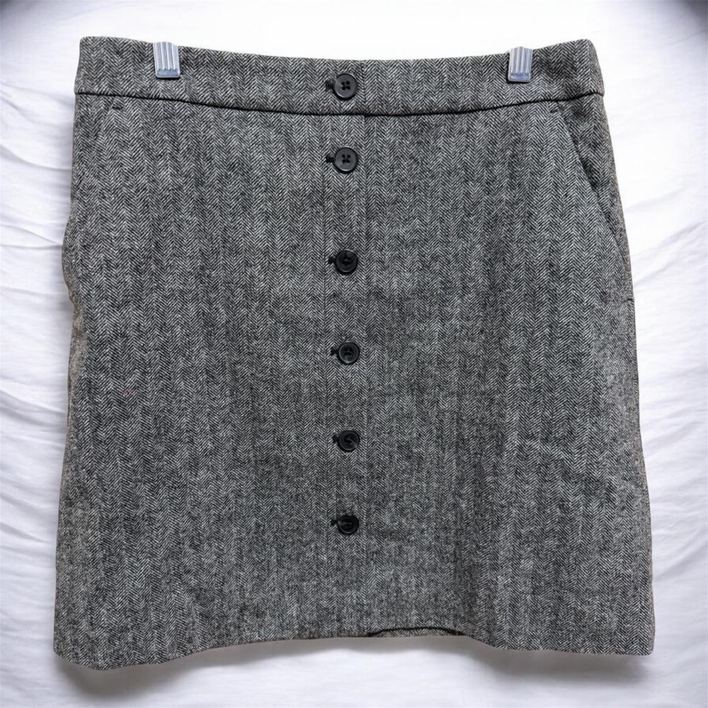 J. Crew Charcoal Button-Front Pencil Skirt